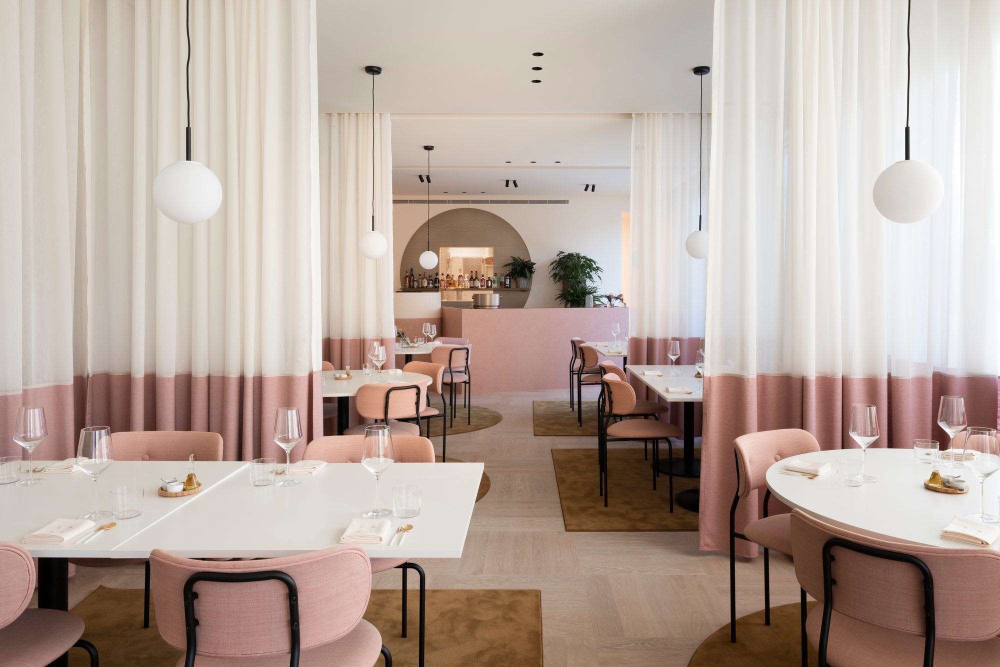 crkl restaurant limestone brushtop white pink